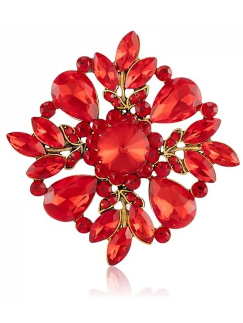 Vintage Clear Austrian Crystal Elegant Cross Flower Brooch Pin